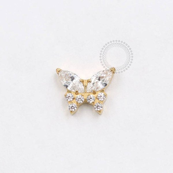 TN891 Topo Borboleta Cravejado Titânio PVD Gold