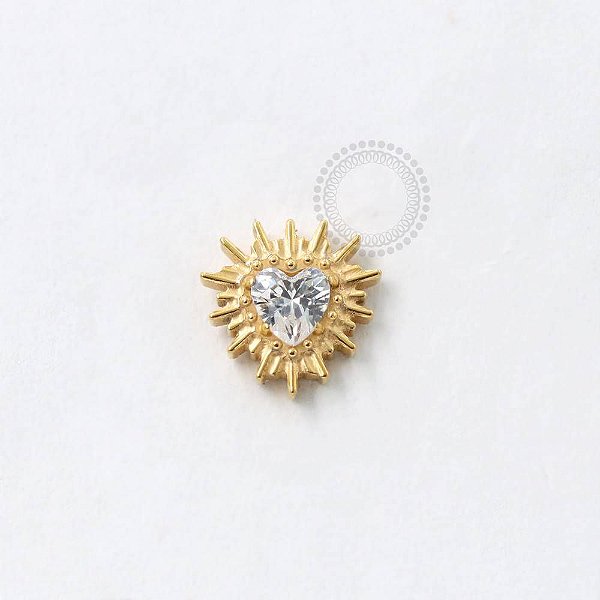 TN895 Topo Coração Cristal Espetado Titânio PVD Gold