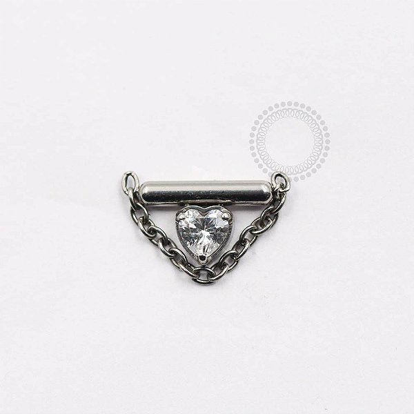 TN920 Topo Coração Zirconia Com Arco E Corrente Titânio