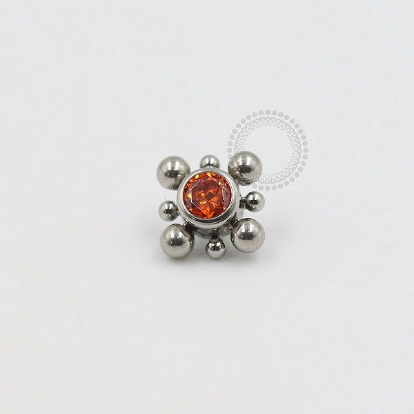 TN247 Topo Zirconia Laranja Esferas Titânio  (OUTLET)