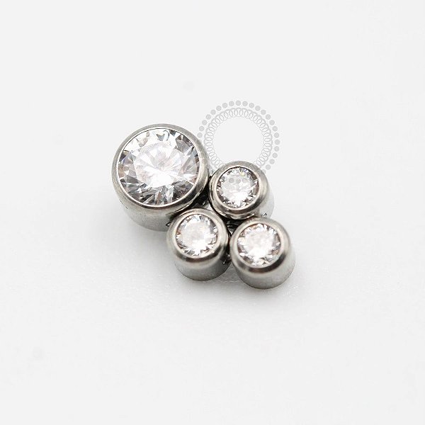 TN392 Topo Zirconias 4mm Com 3 CZ 2,5mm Titânio