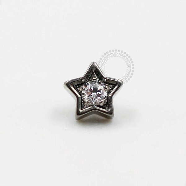 TN409  Topo Estrela Com Stone CZ Titânio
