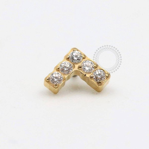 TN486 Topo V 5 Pedras CZ Titânio PVD Gold