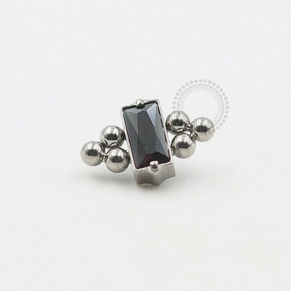 TN551 Topo CZ Baguete com Esferas Titânio ASTM F136 (OUTLET)