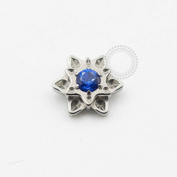 TN633 Topo Flor Lotus Miolo Azul Royal CZ Titânio