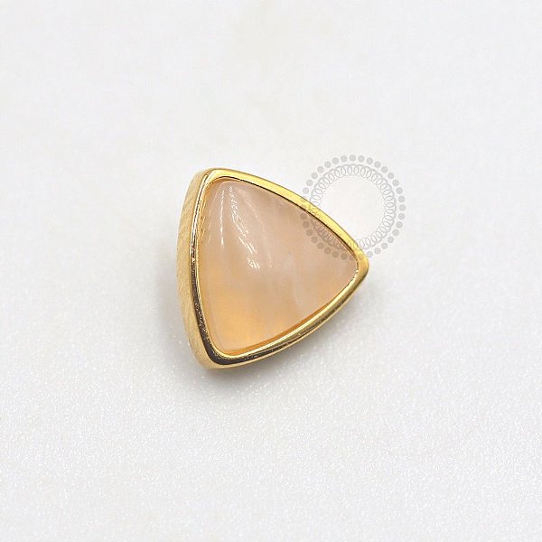 TN691 Topo Triangular Pedra Synthetic Titânio PVD Gold