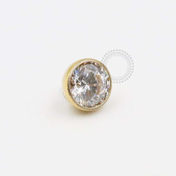 TN700 Topo Pedra Zirconia Titânio PVD Gold