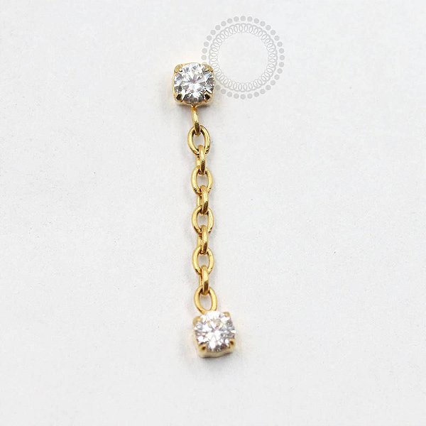 TN745 Topo Pingente Delicadas Zircônias Titânio PVD Gold