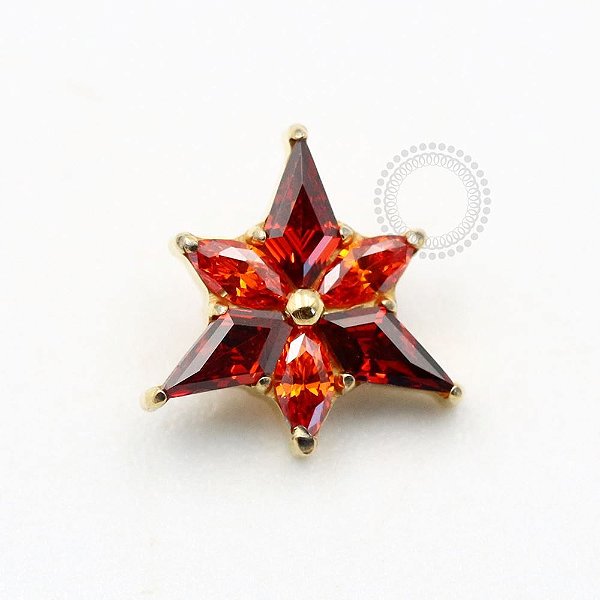 TN748 Topo Triangular 3 Pétalas Zircônia Titânio PVD Gold
