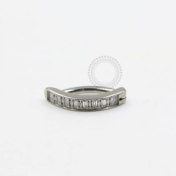 TN1006 Navel Belly Clicker CZ Baguette Titânio  (OUTLET)