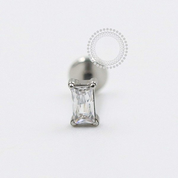 PB120 Labret Zirconia Baguette Vertical Aço 316L
