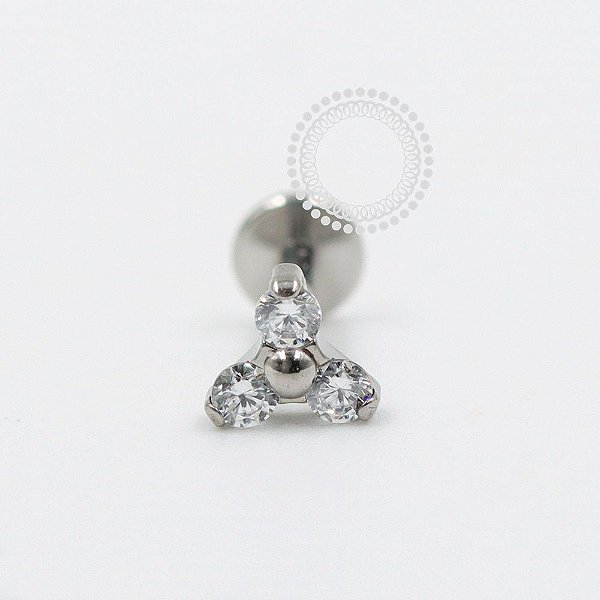 PB121 Labret Trinity Zirconias Cúbicas Aço 316L