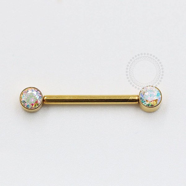 TN1042 Nipple Jewelry CZ Flat Boreal Push Pin Titânio PVD Gold