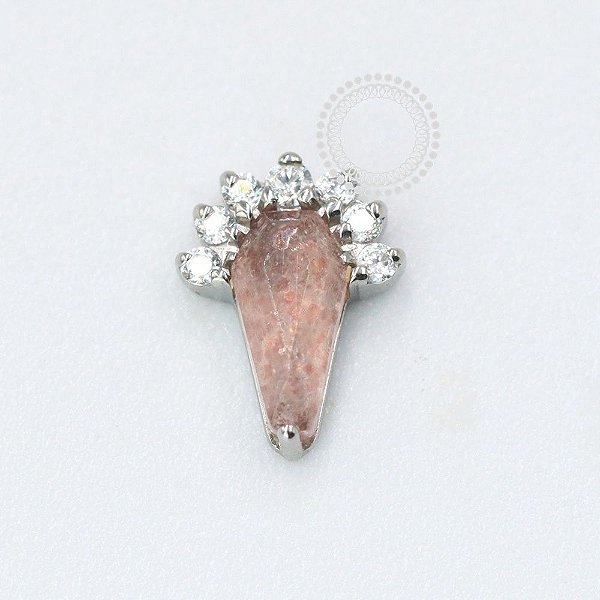 TN1054 Topo Strawberry Quartz CZ Titânio  ASTM F136  (OUTLET)
