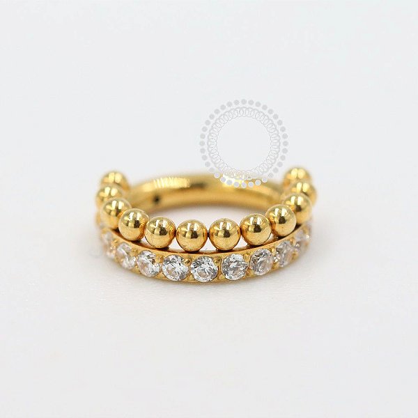 TN1071 Segmento Zircônias Com Esferas Titânio PVD Gold