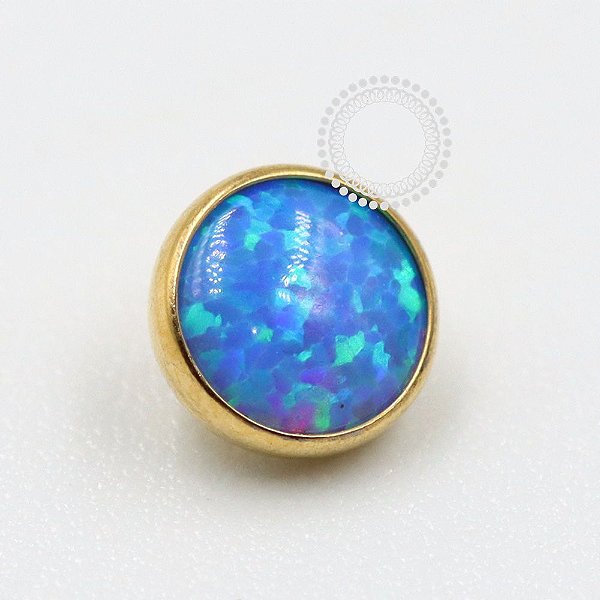 TN1074 Topo Pedra Opala Azul 1.6mm Titânio PVD Gold