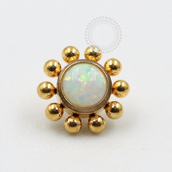 TN1076 Topo Sol Opala Branca Titânio PVD Gold  (OUTLET)