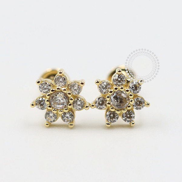 OR54 Brinco Margarida Tarraxa Baby Ouro 18K