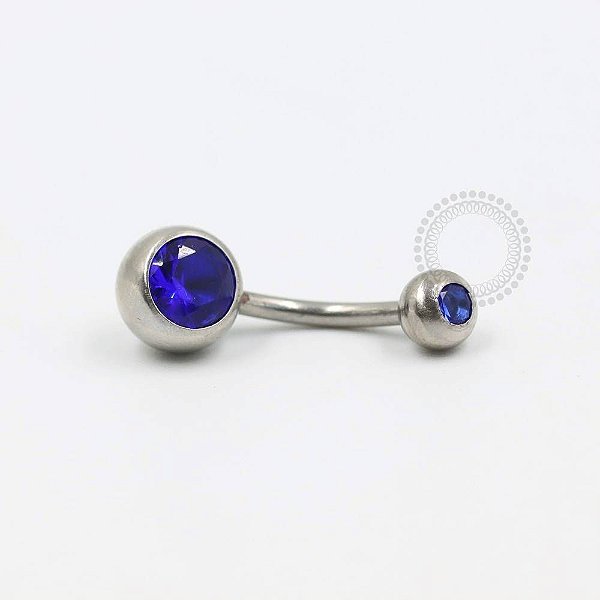 BZ02 Navel Piercing  CZ Azul Bic Aço 316L