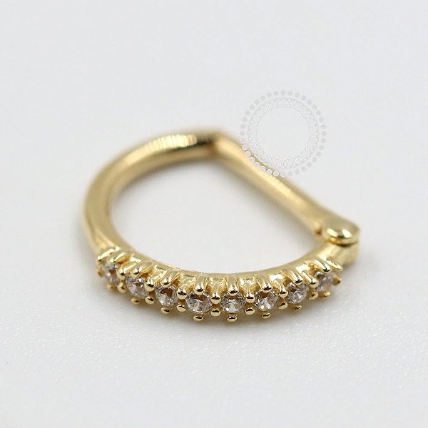 OR60 Segmento D Cravejado 8mm Ouro 18K  (8mm 0,42g)