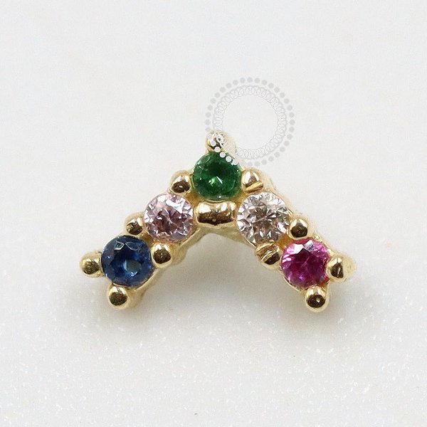 OR76 Topo Bumerangue Rainbow Ouro 18K (0,12g)
