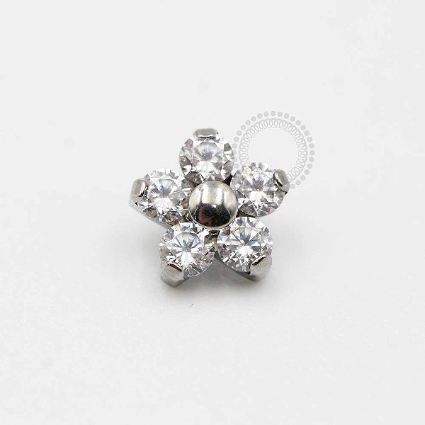 TN278 Topo Flor CZ Miolo Titânio