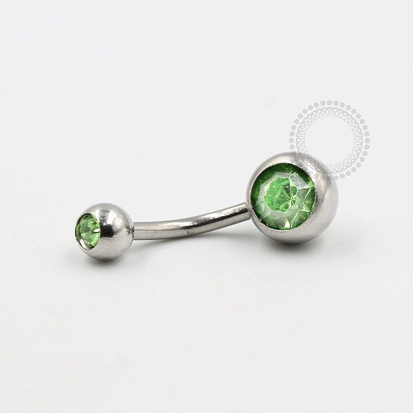 BB09 Navel Piercing Strass Verde Claro Aço 316L