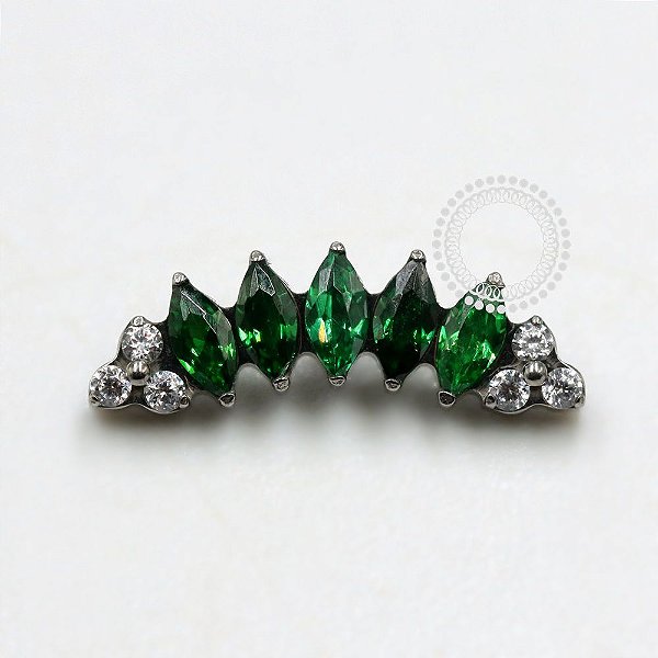 TN1102 Topo Cluster Cristal / Verde Esmeralda Titânio ASTM F-136