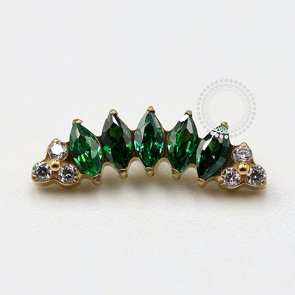 TN1103 Topo Cluster CZ Verde Esmeralda Titânio PVD Gold (OUTLET)