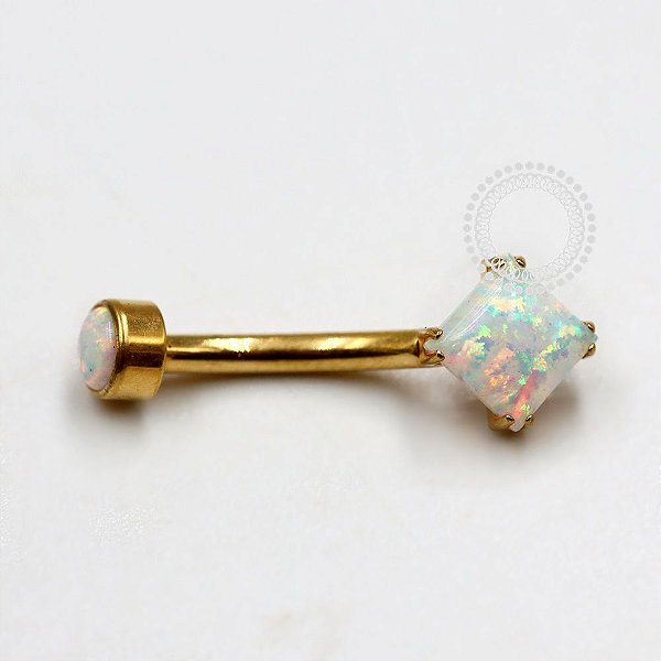 TN1117 Navel Pedra Opala Titânio PVD Gold (OUTLET)