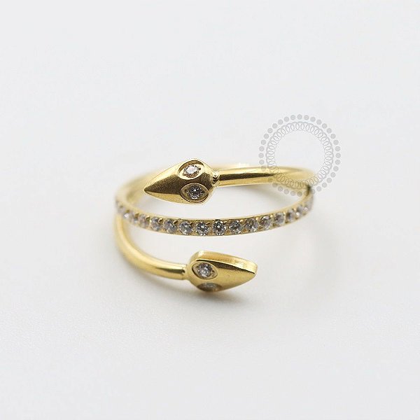 TN601 Segmento Cobras Cravejado Titânio PVD Gold