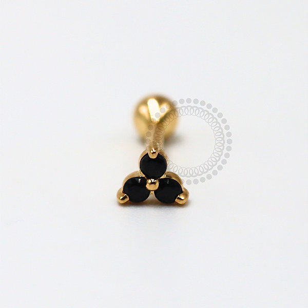 OR80 Labret Trinity Black Ouro 18K