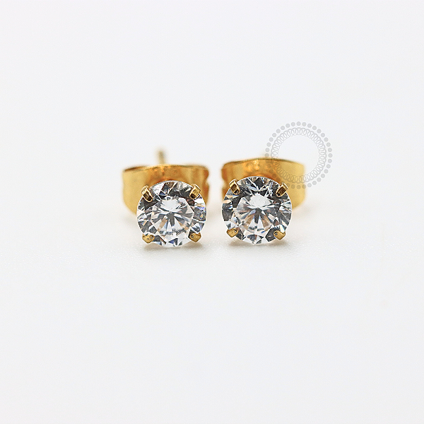 PVD115 Brinco Cristal Aço PVD Gold