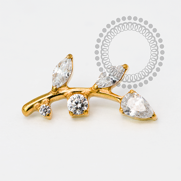 TN1211 Topo Galho CZ Modelo 2 Titânio PVD Gold