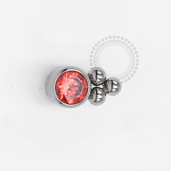 TN1261 Topo Pedra Rubi 3 Mini Esferas Titânio ASTM F-136