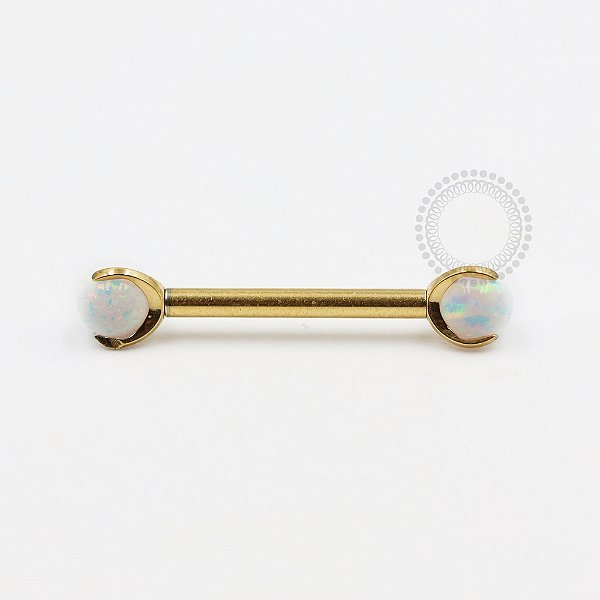 TN699 Nipple Jewelry Synthetic Opal Titânio PVD Gold