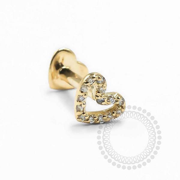 OR81 Labret Coração Modelo 2 Ouro 18K