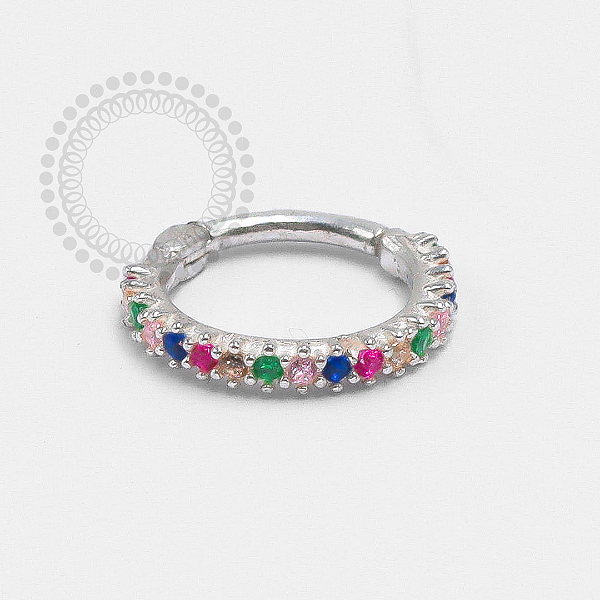 PR30 Segmento Cravejado  Rainbow Clicker Prata 925