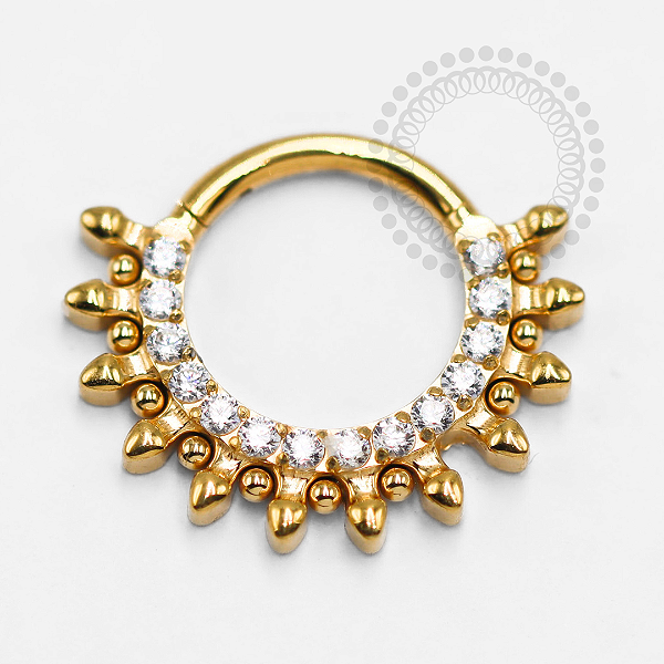 TN1361 Segmento Cravejado Com Esferas Titânio PVD Gold