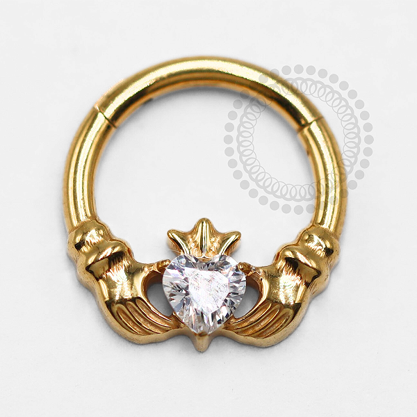 TN1386 Segmento Coração Delicado Titânio PVD Gold