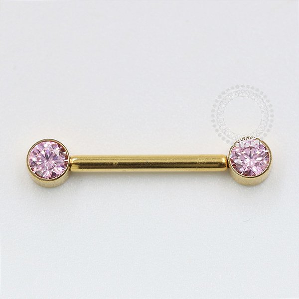 TN1043 Nipple Jewelry CZ Flat Rosa Push Pin Titânio PVD Gold