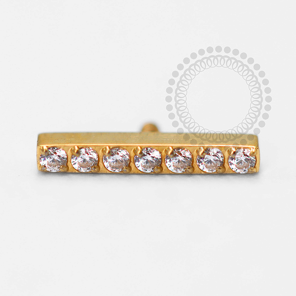 TN1431 Topo Barra 7 Zircônias Titânio PVD Gold