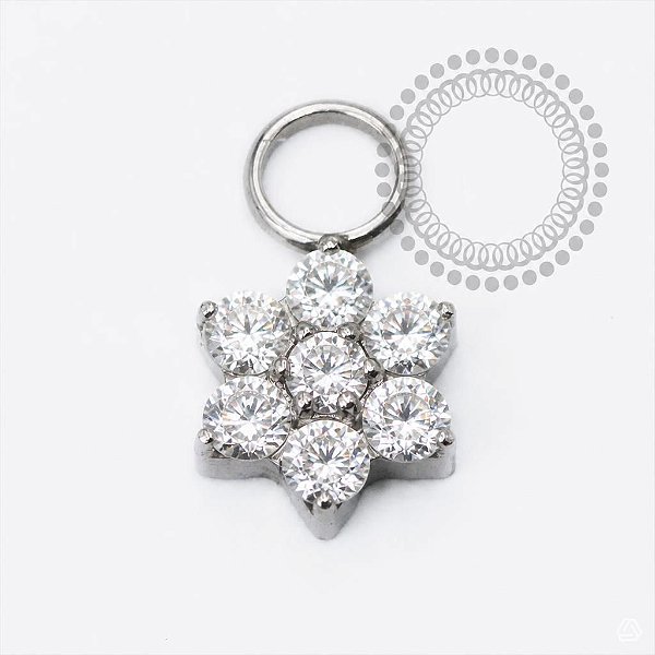 TN1547 Pingente Flor CZ Titânio ASTM F136