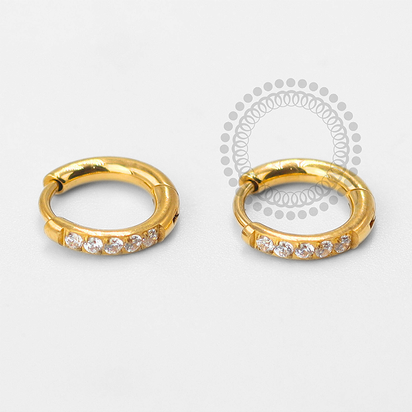 TN1615 Par de Brincos Argola Lux 8mm Titânio PVD Gold