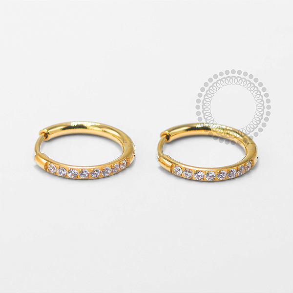 TN1667 Par De Brincos Argola Lux 10mm Titânio PVD Gold