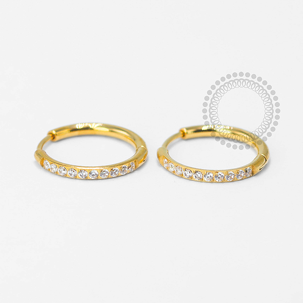 TN1669 Par De Brincos Argola Lux 14mm Titânio PVD Gold