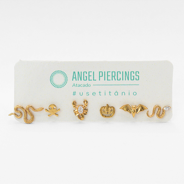 KIT45 Labrets Titânio PVD Gold