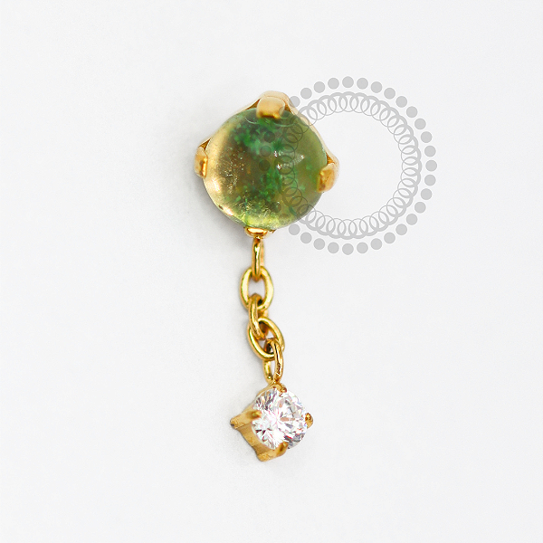 TN1745 Topo Pedra Peridot Sintética Com Pingente Titânio PVD Gold