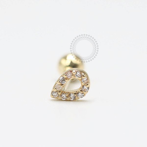 OR44 Microbell Gota Cravejada Vazada  Ouro 18K ( 0,35g)