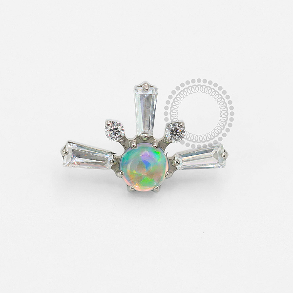 TN1798 Topo Astro CZ Baguete Jelly Opala Titânio ASTM F-136